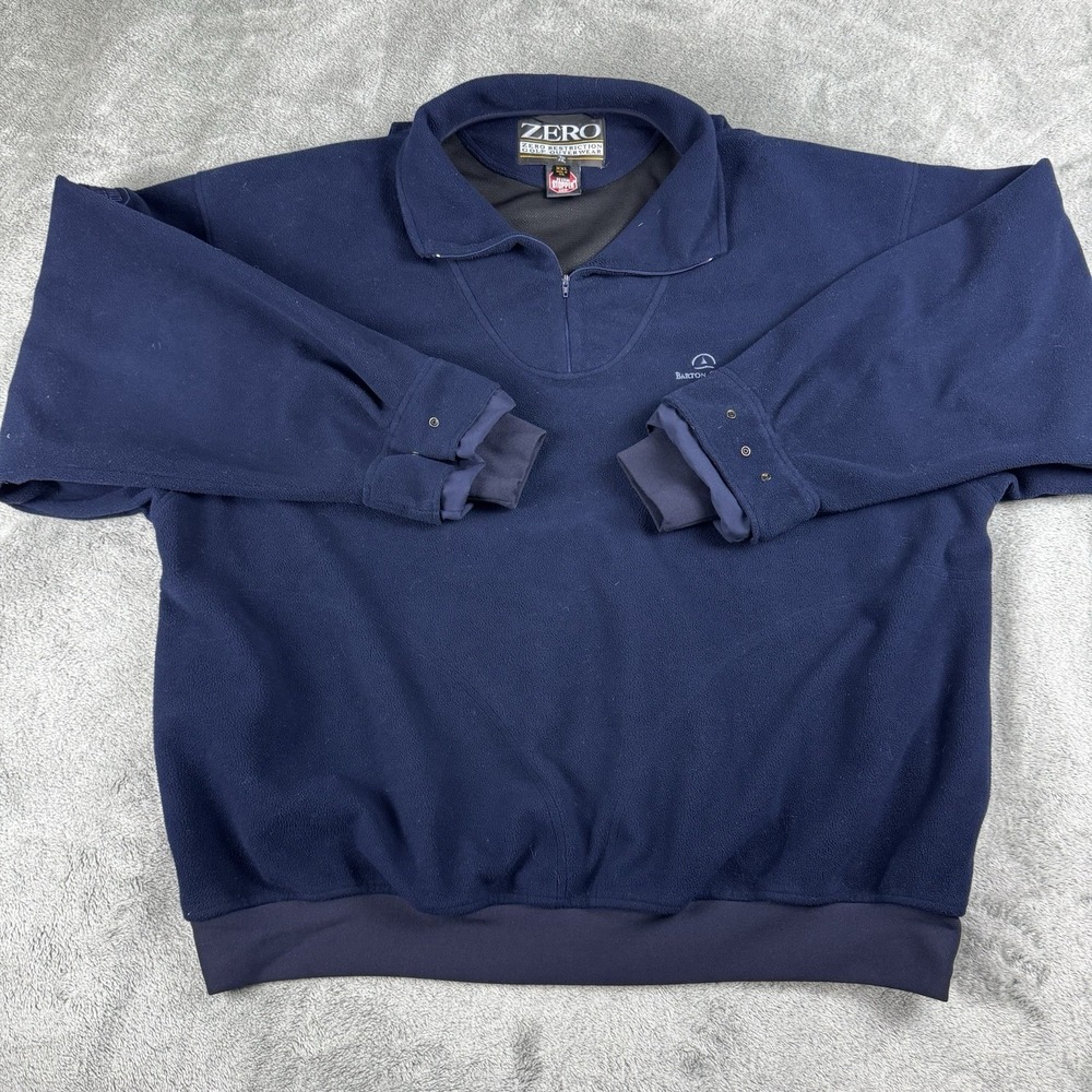 Zero Restriction Wind Stopper Golf Jacket Mens XXL Navy 1/4 Zip Micro Fleece EUC